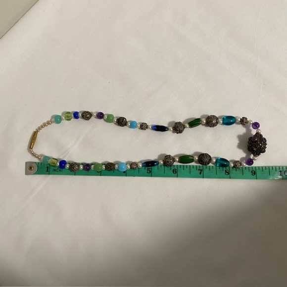 Unique Semi Precious Stones with Victorian Beads & Freshwater Pearls Necklace - Picture 5 of 5